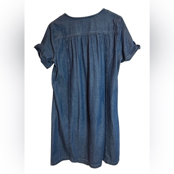 Vicki Blue Vtg 90's Womens Teacher Short Sleeve Jean Dress Dark Wash Denim Sz Lg - Picture 6 of 6